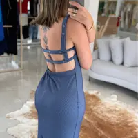 Vestido Canelado Slim Comfort Azul Colcci  - imagem 2