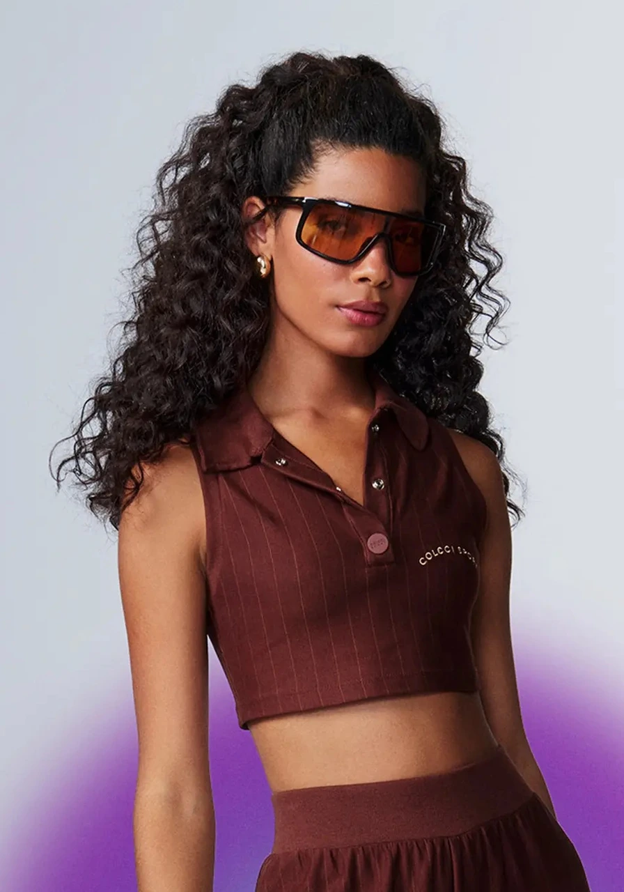 Top Listrado Colcci Marrom Ref 14736