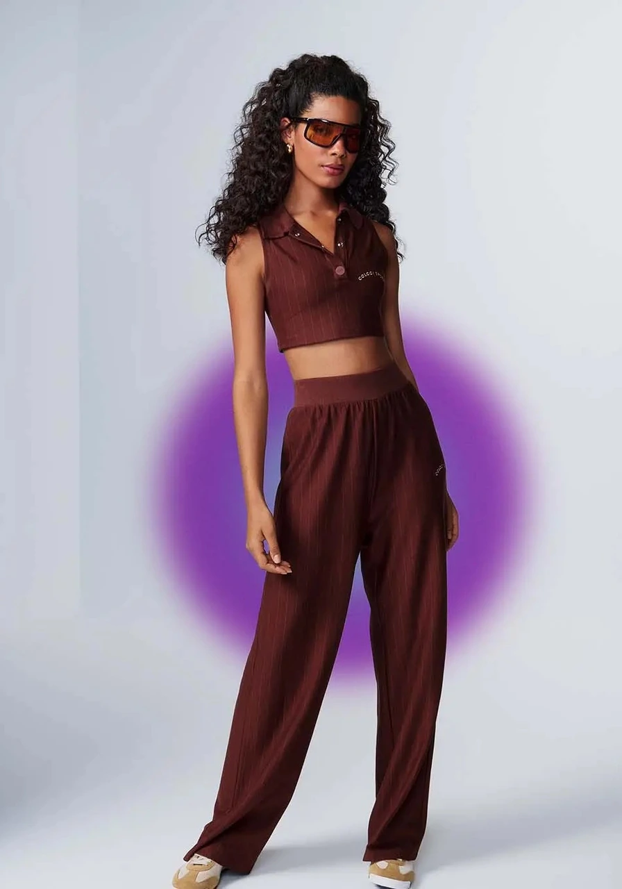 Calça Listrada Colcci Marrom Ref 14665