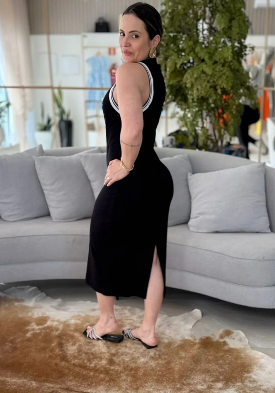 Vestido Colcci Preto Com Zipper Ref 4823