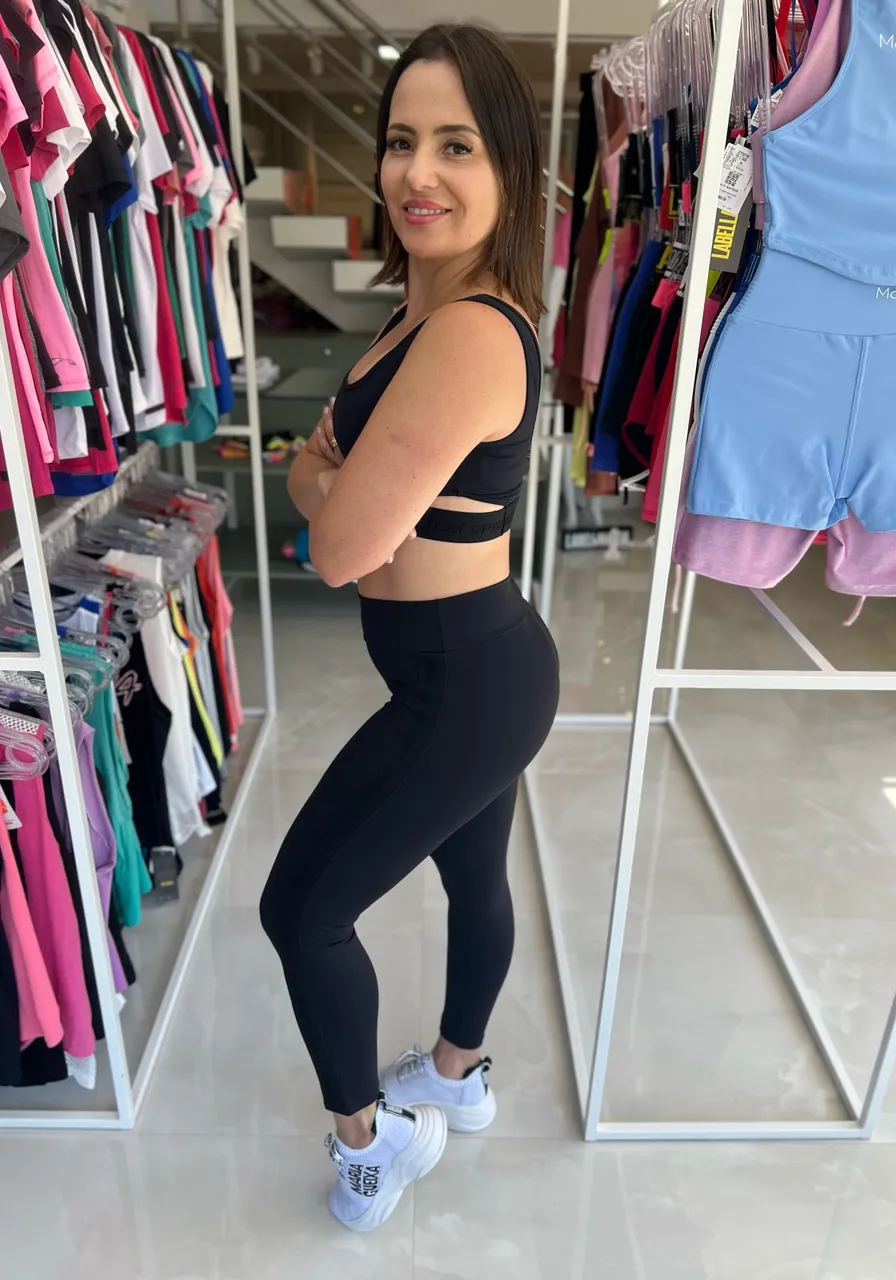 Conjunto Top E Calça Legging Sport Perfect Black Colcci