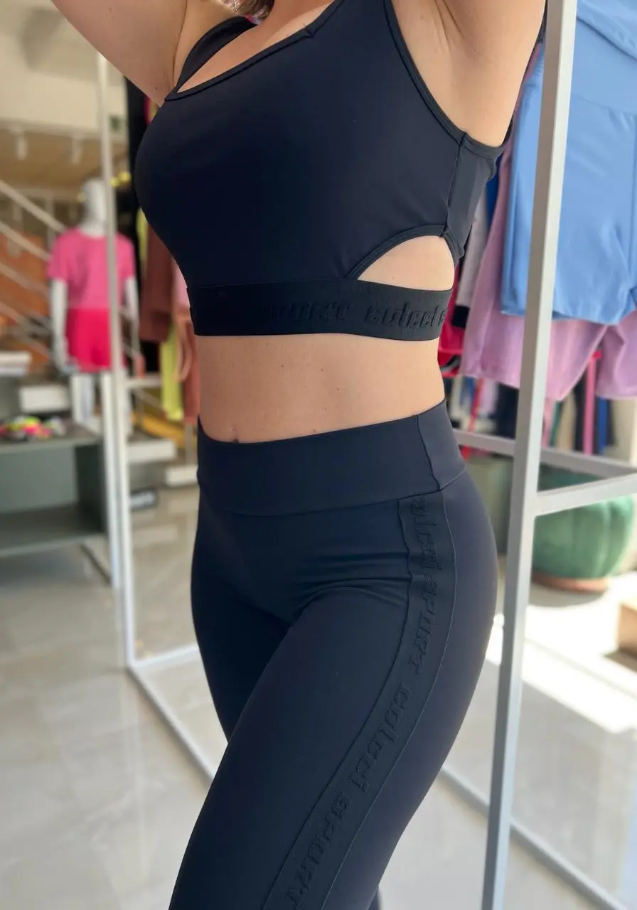 Conjunto Top E Calça Legging Sport Perfect Black Colcci