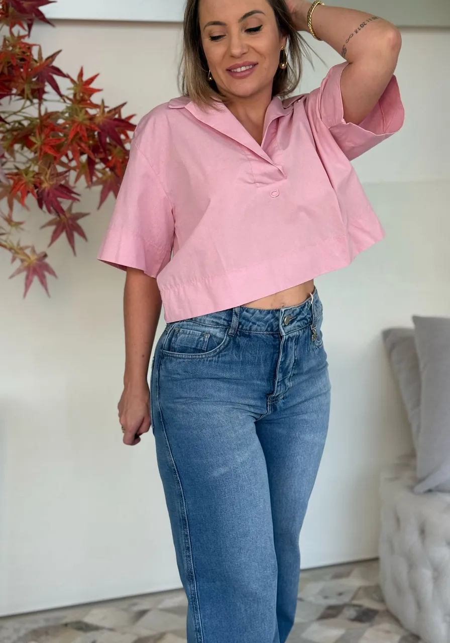 Calca wide alta Morena Rosa Ref 13441