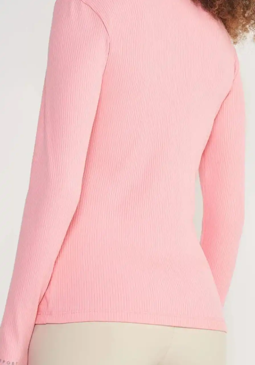 Blusa Canelada Manga Longa Rosa ref 13421