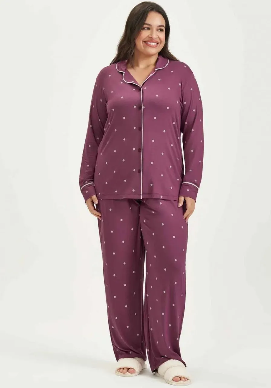Pijama Blusa Manga Longa Plus Size
