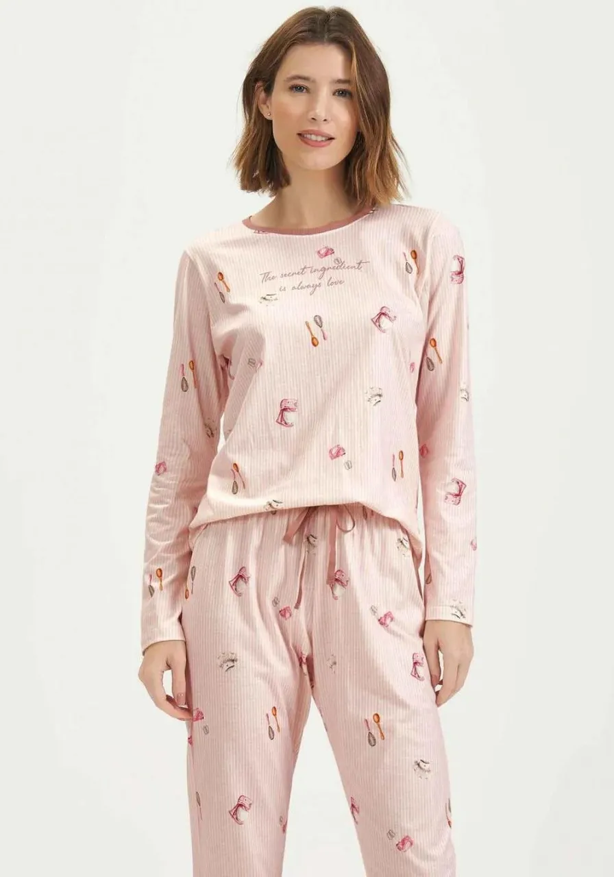 Pijama Manga Longa Estampa Confeitaria 