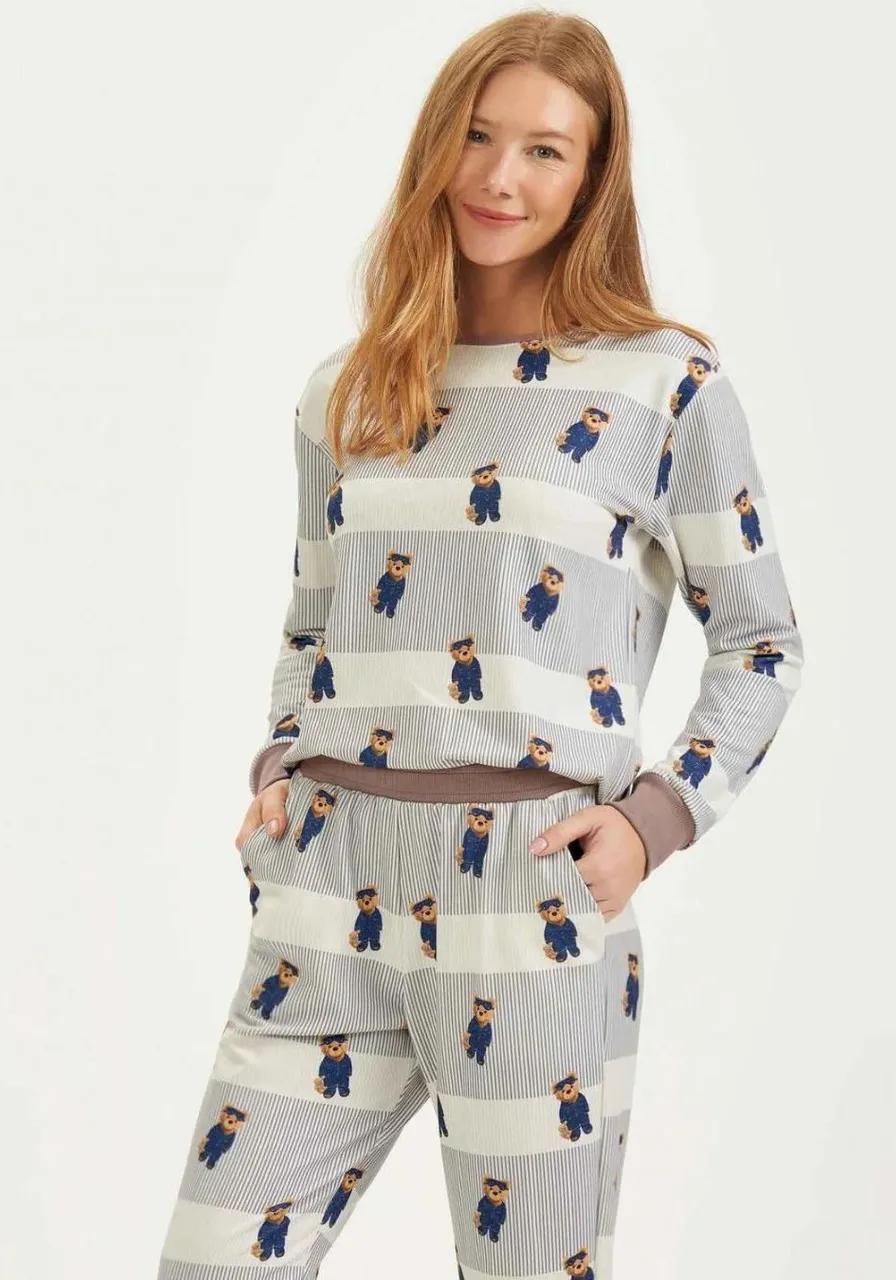 Pijama Manga Longa Estampa Ursos