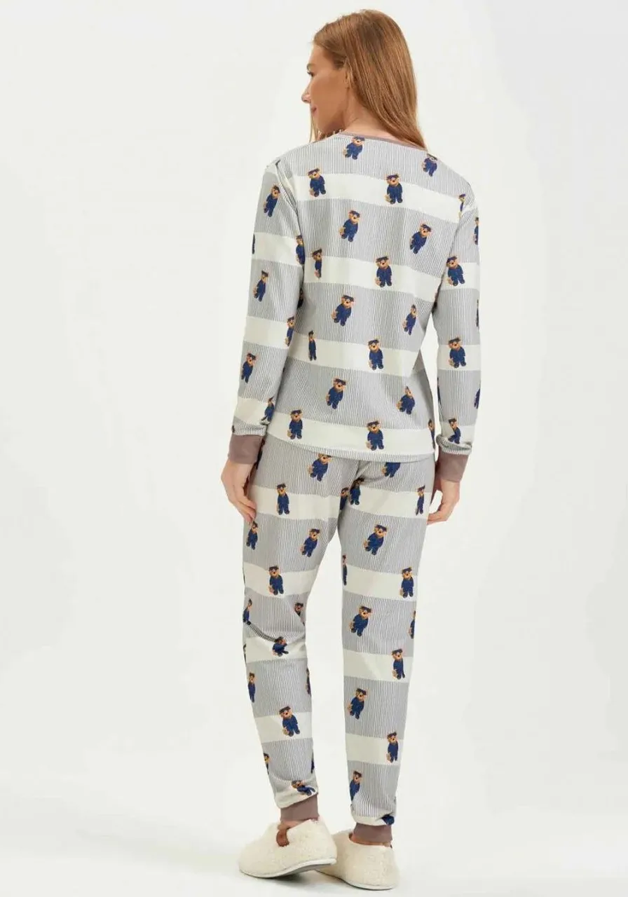 Pijama Manga Longa Estampa Ursos