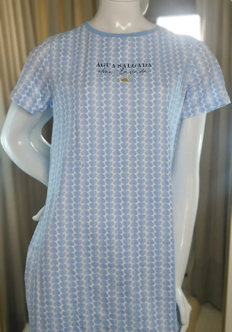 Camisola Manga Curta Azul "Agua Salgada Alma Lavada " 