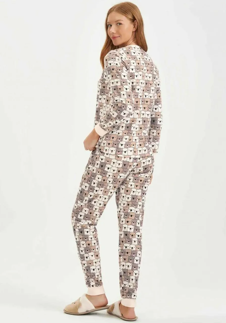 Pijama Manga Longa Estampado Ursinhos