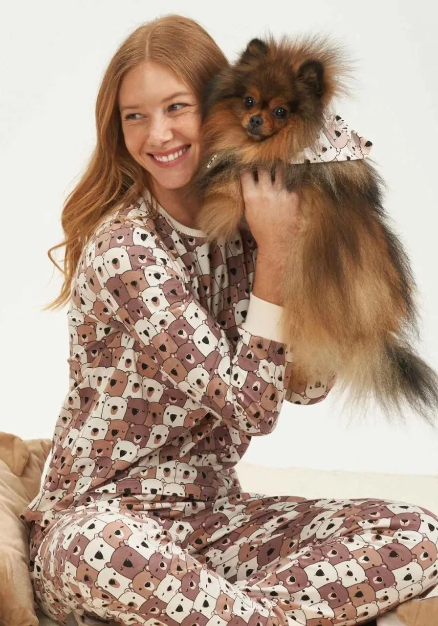 Pijama Manga Longa Estampado Ursinhos