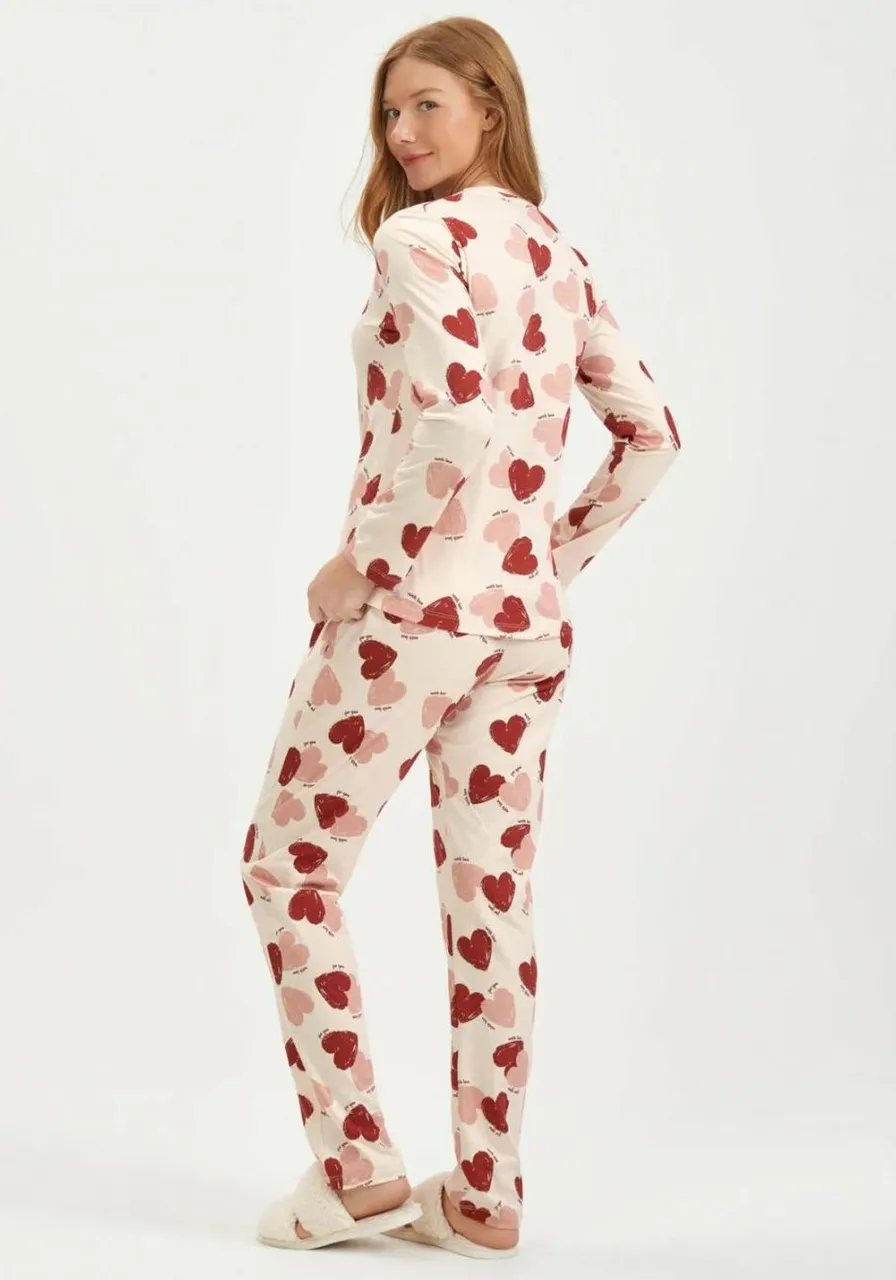 Pijama Blusa E Calça Estampa Corações 