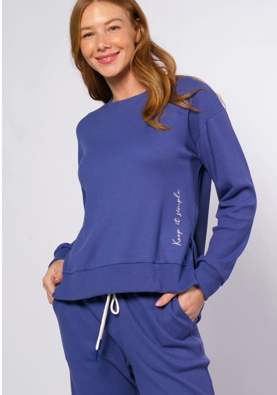 Pijama Blusa E Calça Malha Thermal Azul