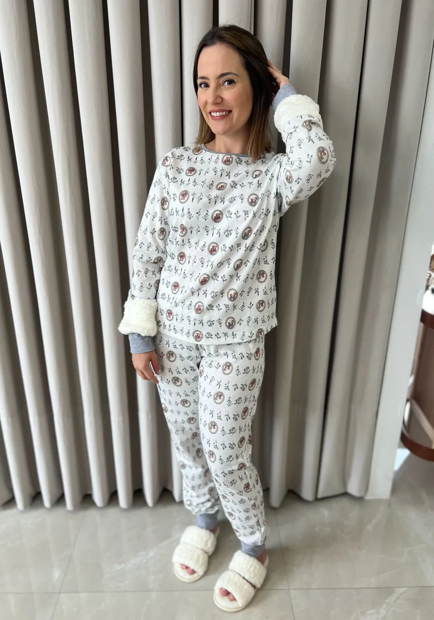 Pijama Manga Longa Estampa Ursinhos