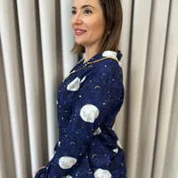 Pijama Manga Longa Com Abertura Estampa Luas - imagem 3