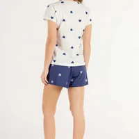 Pijama Short Doll Manga Curta Azul Cor com Amor  - imagem 1