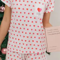 Pijama Manga Curta e Shorts Coração Cor com Amor  - imagem 1