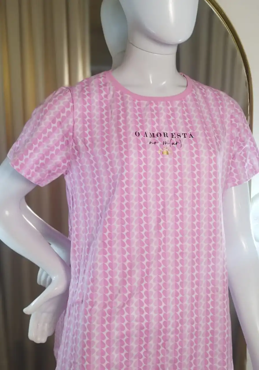 Camisola Manga Curta Rosa "O Amor Está no Mar" 