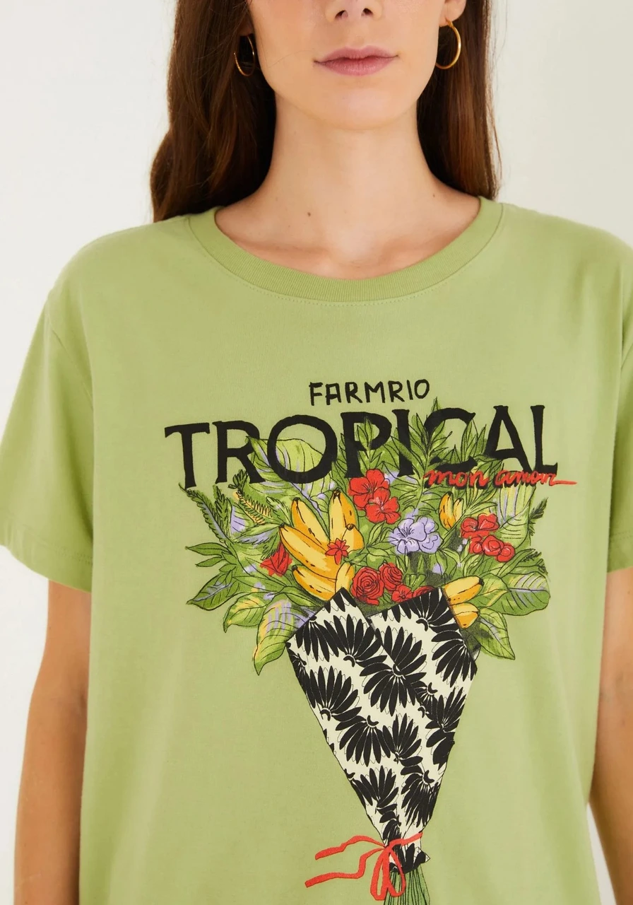 T-Shirt Fit Bouquet Tropical Verde Farm Ref 15090