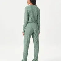 Pijama Manga Longa Canelado Estampado - imagem 1