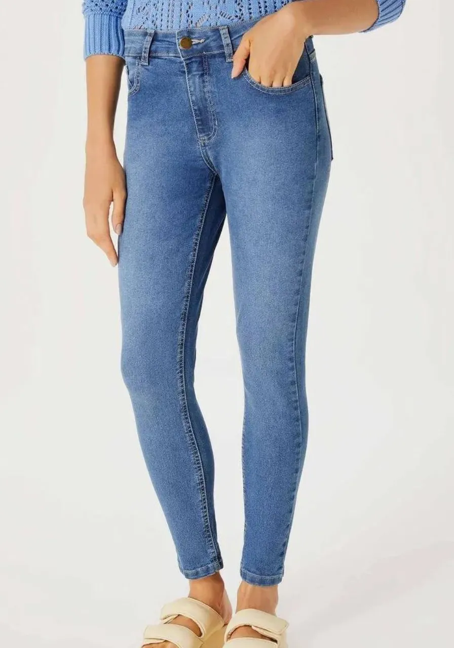 Calça Jeans Cintura Média Skinny Azul