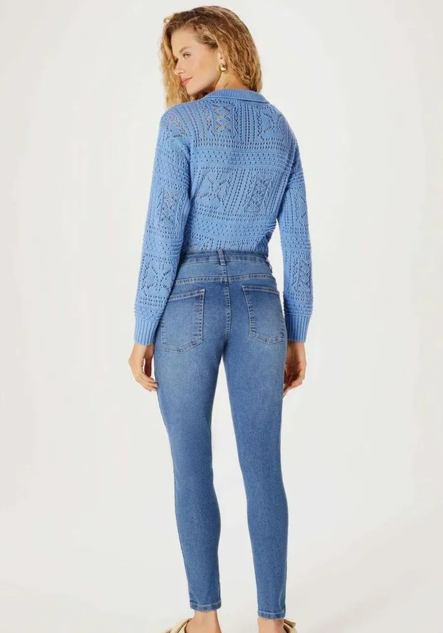 Calça Jeans Cintura Média Skinny Azul