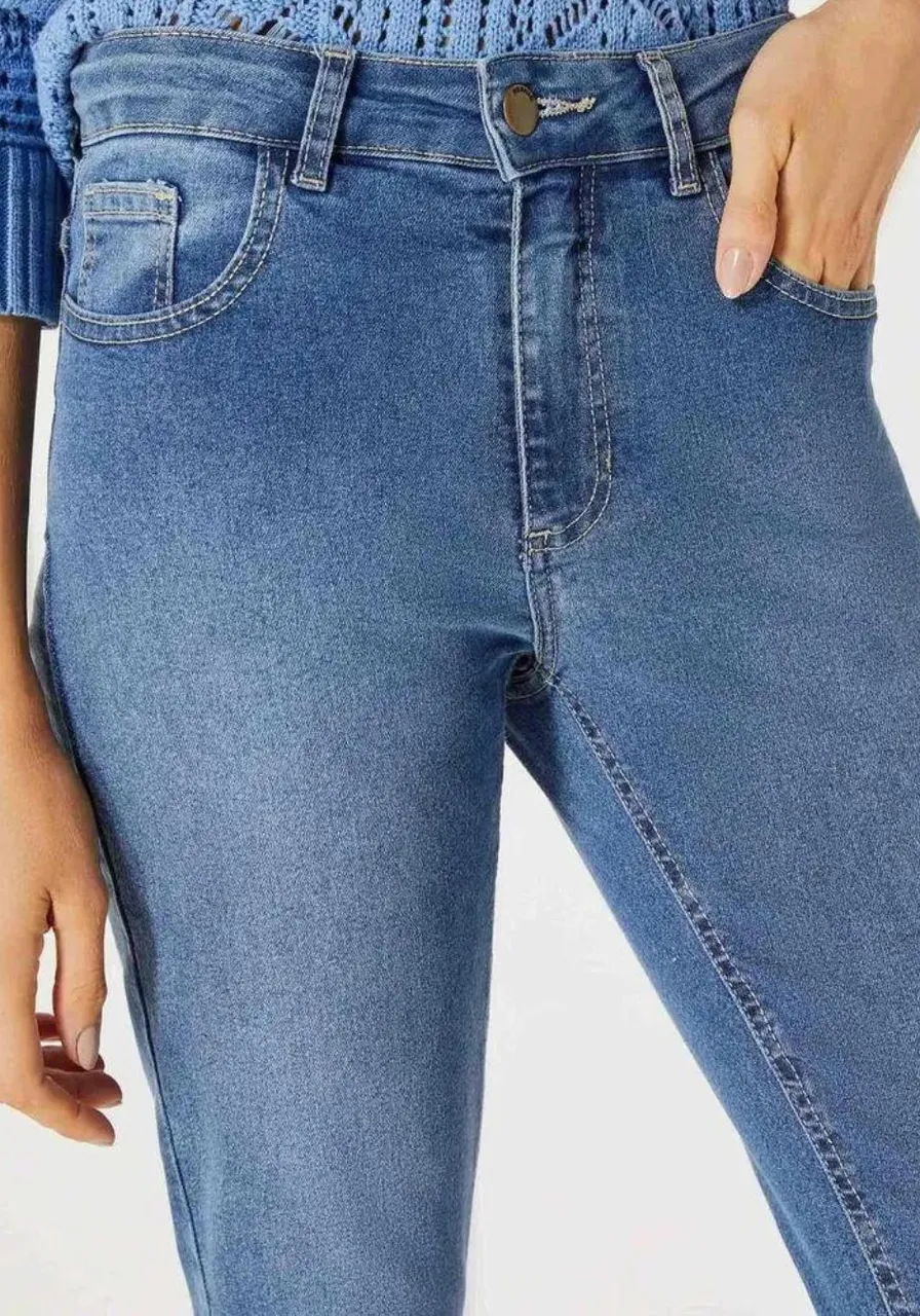 Calça Jeans Cintura Média Skinny Azul