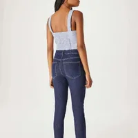 Calça Jeans Cintura Média Skinny Azul Escuro - imagem 3