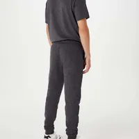 Calça Jogger Em Moletom Peluciado Cinza Escuro - imagem 1