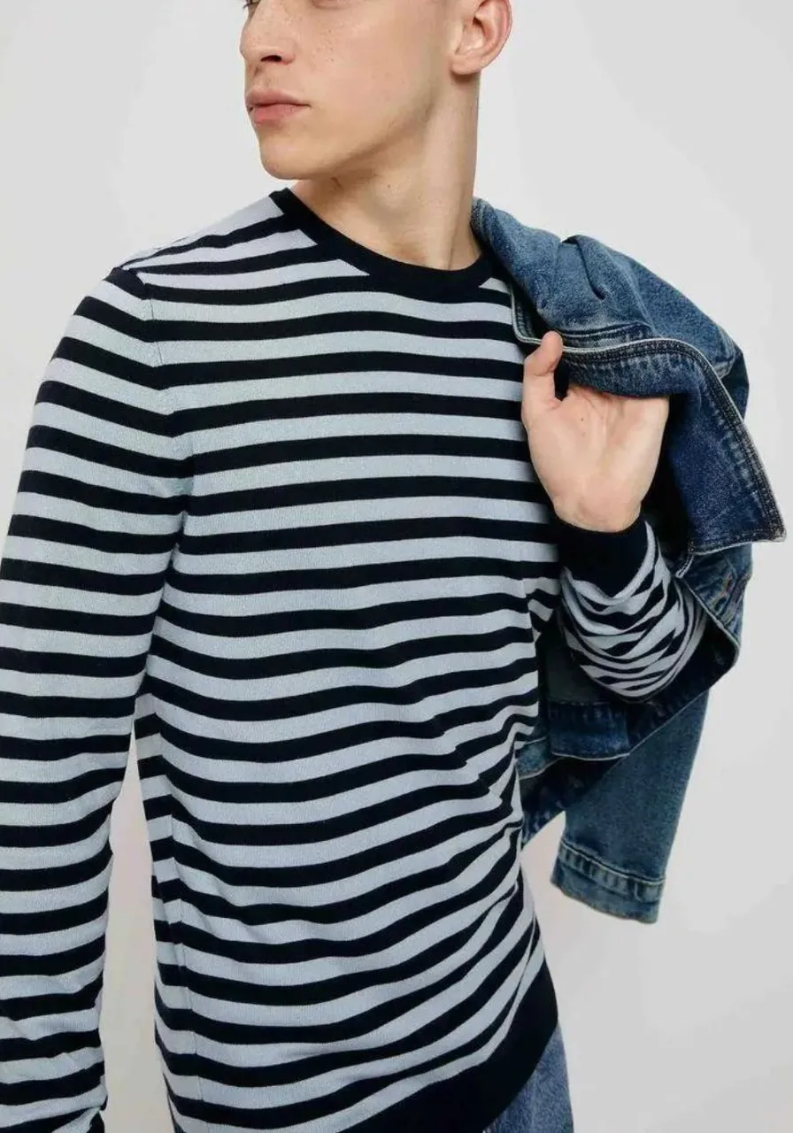 Blusão Básico Listrado Em Tricô