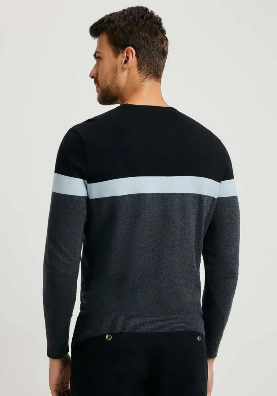 Blusão Masculino Listrado Em Tricô 