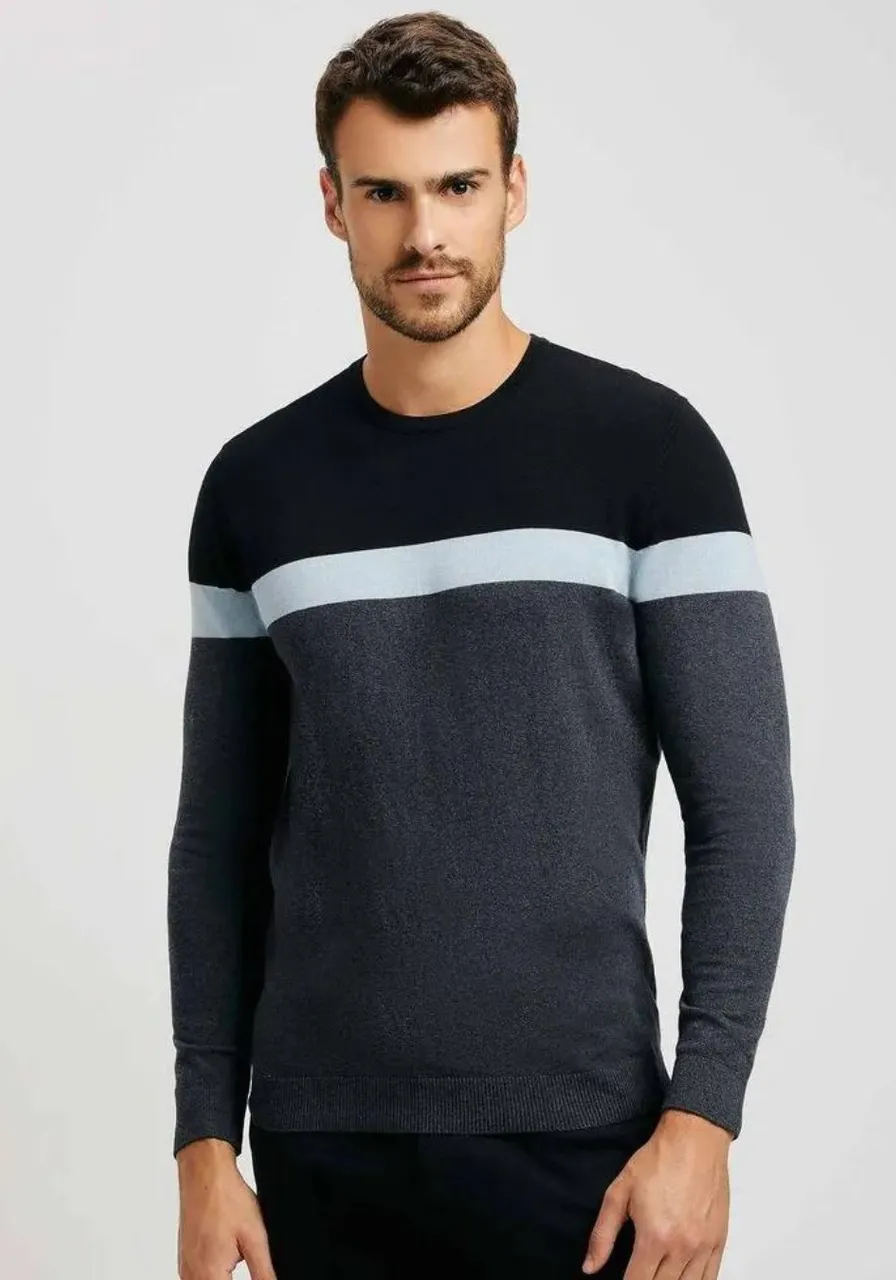 Blusão Masculino Listrado Em Tricô 