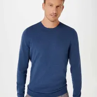 Blusão Básico Regular Em Tricô Azul - imagem 1