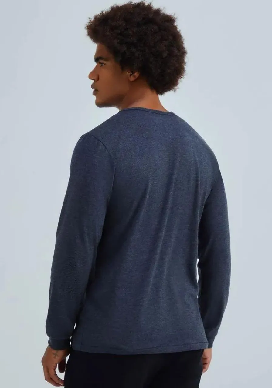 Camiseta Básica Manga Longa Slim Cinza