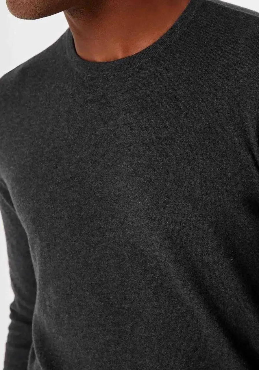 Blusão Básico Regular Em Tricô Cinza Escuro