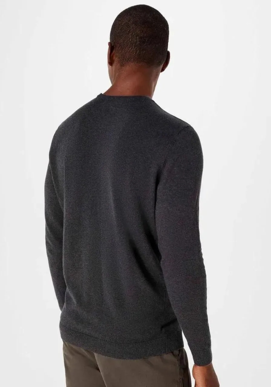 Blusão Básico Regular Em Tricô Cinza Escuro