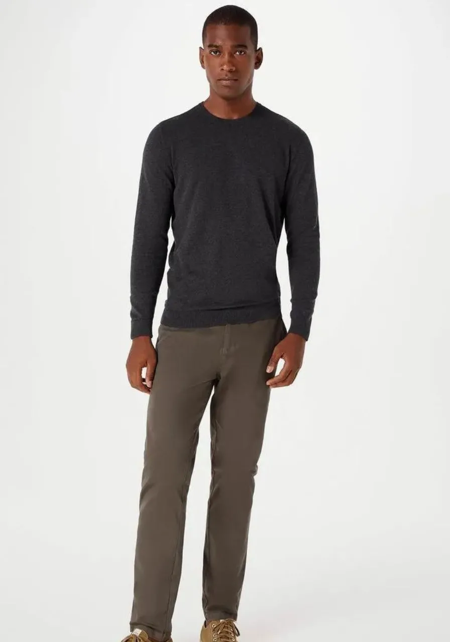 Blusão Básico Regular Em Tricô Cinza Escuro