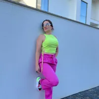 Calça Reta Cintura Alta Clochard - Rosa - imagem 1