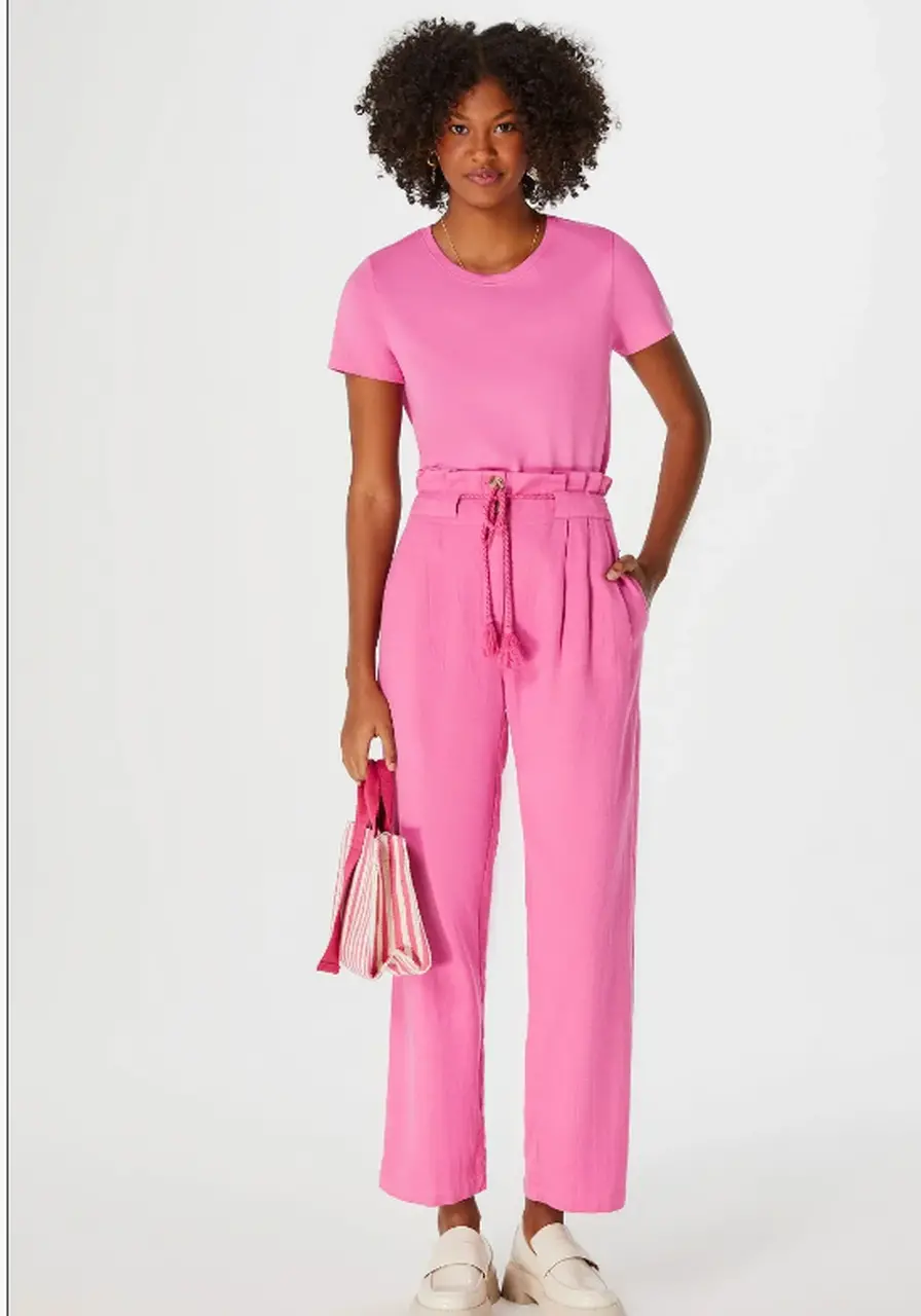 Calça Reta Cintura Alta Clochard - Rosa