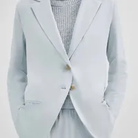 Blazer Alongado Em Crepe Cinza - imagem 5