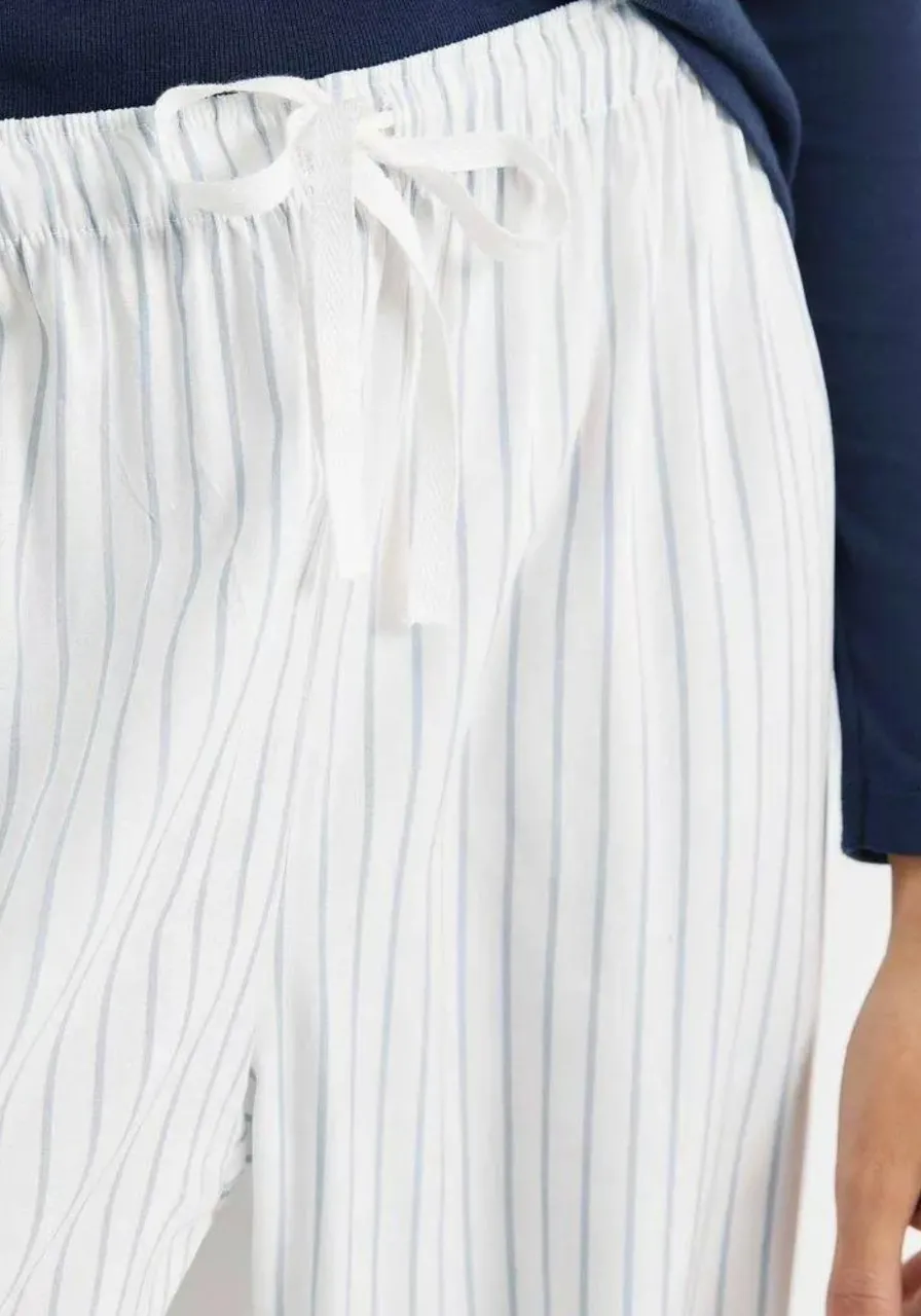 Calça Pijama Em Viscose Listrado