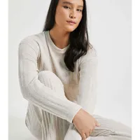 Pijama Longo Em Tricô Chenille Off White - imagem 3