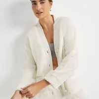 Pijama Longo Com Cardigan Off White - imagem 4