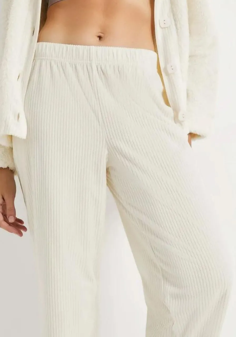 Pijama Longo Com Cardigan Off White