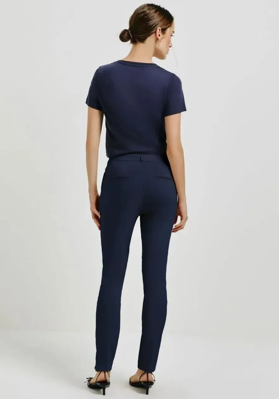 Calça Cintura Média Em Alfaiataria Azul