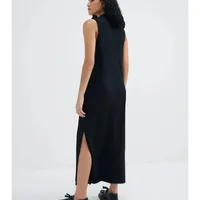 Vestido Midi Reto Canelado Preto - imagem 1