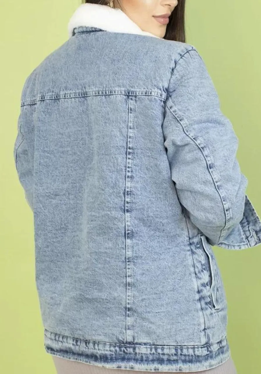 Jaqueta Jeans Forrada Pelúcia