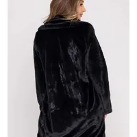 Casaco Alongado Peluciado Forrado Preto - imagem 2