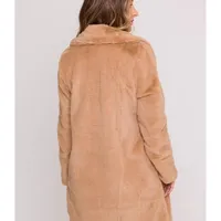 Casaco Alongado Peluciado Forrado Castanho - imagem 2