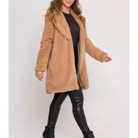 Casaco Alongado Peluciado Forrado Castanho - imagem 3